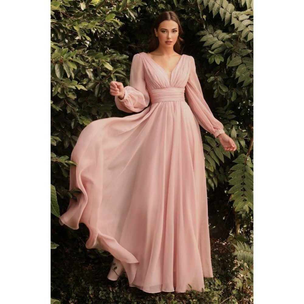 Cinderella LONG SLEEVE CHIFFON DRESS MultiSizes CD0192